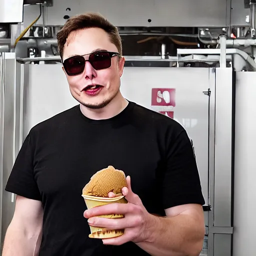 Image similar to elon musk serving you ice cream