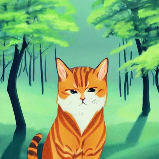 Prompt: portrait of a cat in a forest, by kawacy, trending on artstation, backlighting, sunlight, trending on furaffinity, lineless