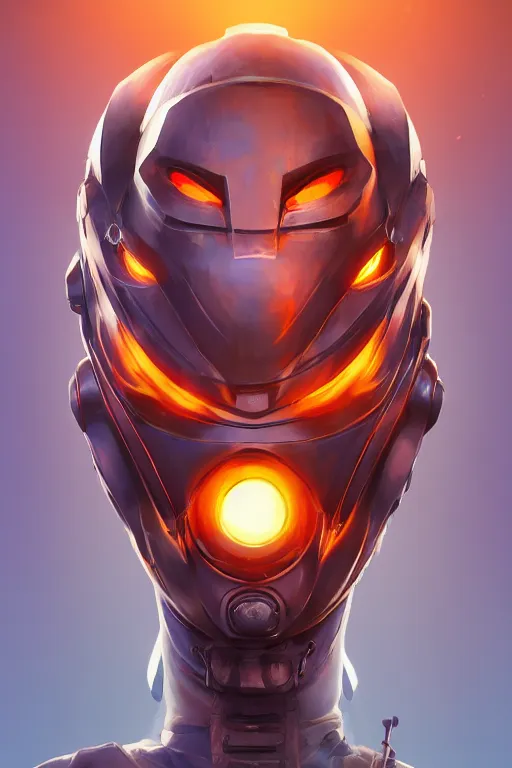 Image similar to epic mask helmet robot ninja portrait stylized as fornite style game design fanart by concept artist gervasio canda, behance hd by jesper ejsing, by rhads, makoto shinkai and lois van baarle, ilya kuvshinov, rossdraws global illumination radiating a glowing aura global illumination ray tracing hdr render in unreal engine 5