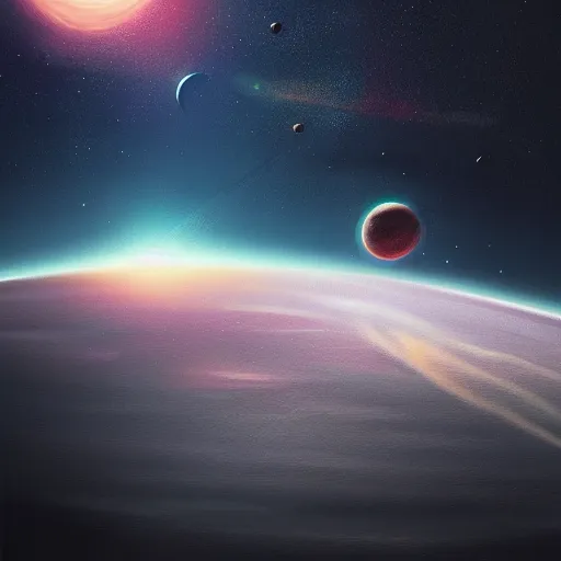 Prompt: a detailed painting of a marble - like earth - like planet floating in space in a sea of colorful sea of stars, by alena aenami, petros afshar and greg rutkowski trending on artstation, deviantart, planet, clouds, earth, exoplanet, stars