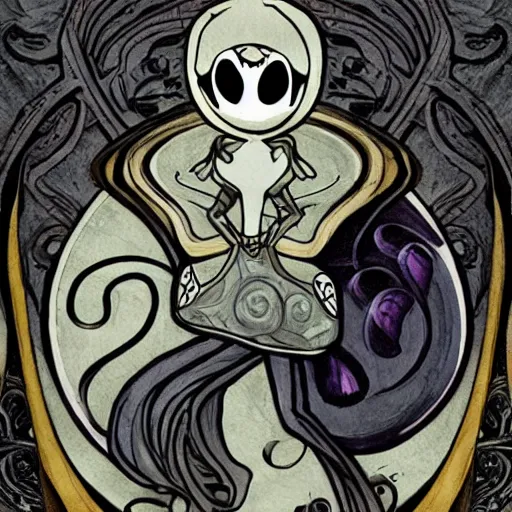 Prompt: Hollow Knight concept art, art nouveau style