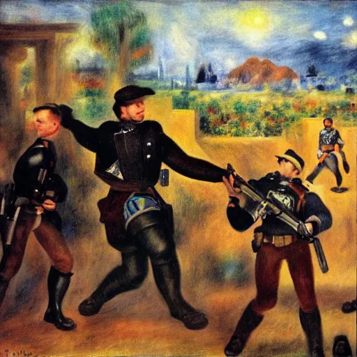 Image similar to jango fetts gun spin goes wrong by pierre - auguste renoir