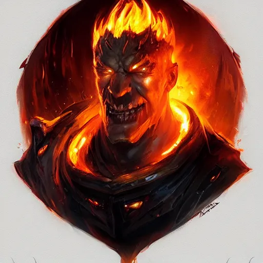 Prompt: ragnaros portrait trending on artstation, painted by greg rutkowski