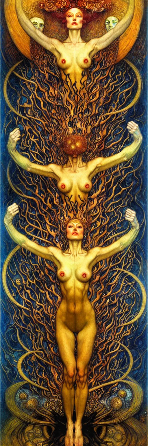 Image similar to Divine Chaos Engine by Karol Bak, Jean Delville, William Blake, Gustav Klimt, and Vincent Van Gogh, symbolist, visionary