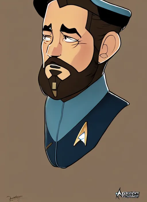 Image similar to cute star trek officer fidel castro, natural lighting, path traced, highly detailed, high quality, digital painting, by don bluth and ross tran and studio ghibli and alphonse mucha, artgerm