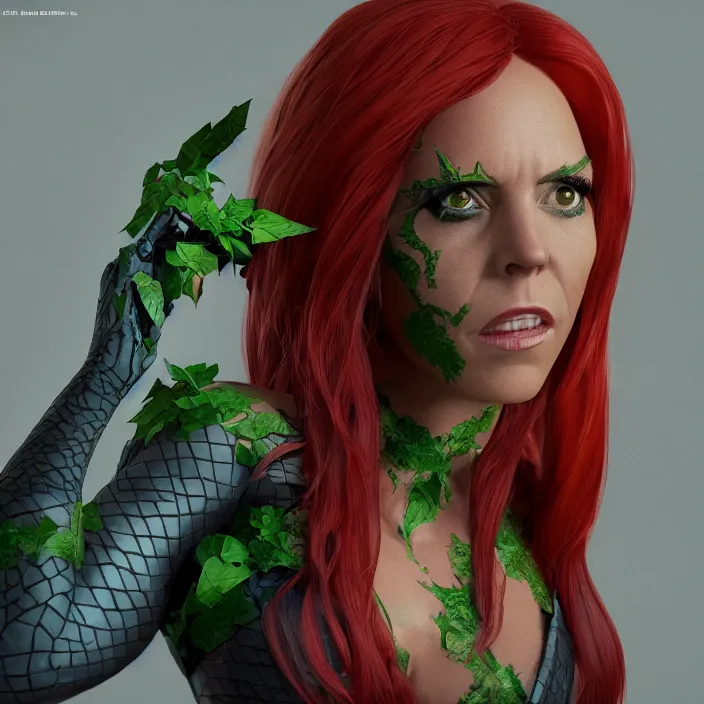 Prompt: portrait of Melanie C as a Poison Ivy in Batman & Robin 1997. intricate artwork. by Tooth Wu, wlop, beeple, dan mumford. octane render, trending on artstation, greg rutkowski very coherent symmetrical artwork. cinematic, hyper realism, high detail, octane render, 8k