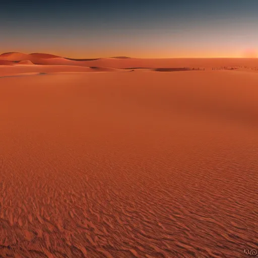 Image similar to endless desert, digital art, devinart, golden hour,