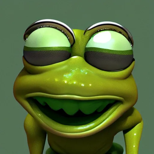 Prompt: 3 d render of pepe the frog singing metal, pepe, artstation, pixar