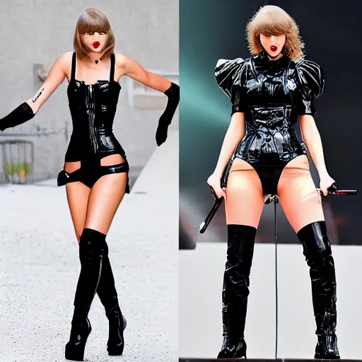 Image similar to taylor swift dressed as a dominatrix