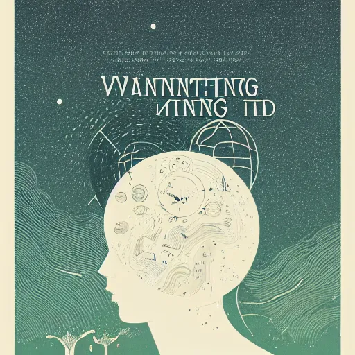 Prompt: a wandering mind, logo, simple white background victo ngai, kilian eng