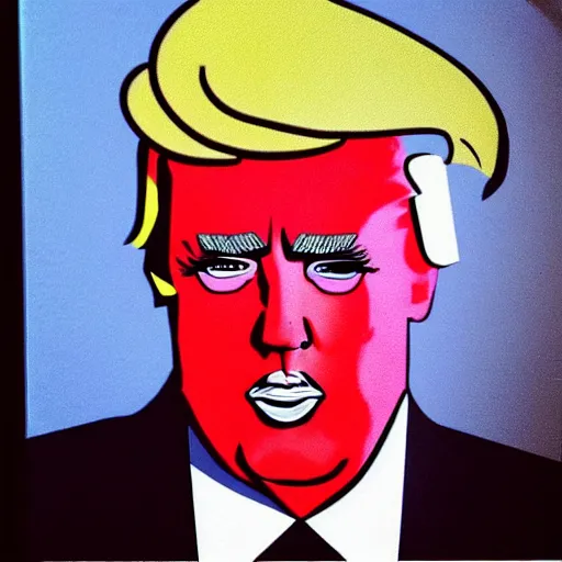 Image similar to “ portrait of donald trump dressed as max headroom”