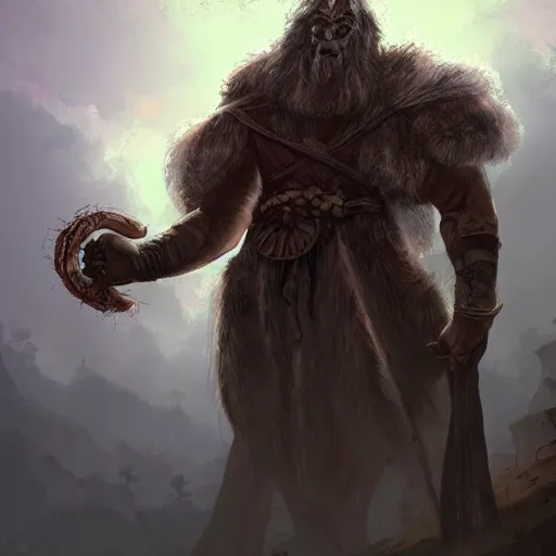 Image similar to a dnd hill giant, art by TYLER JACOBSON.