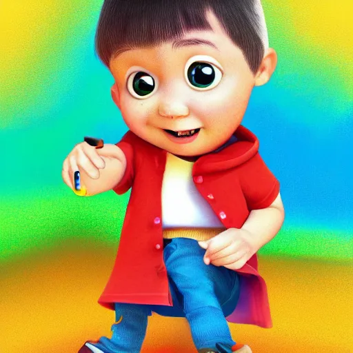 Image similar to little kid in style of pixar, digital art