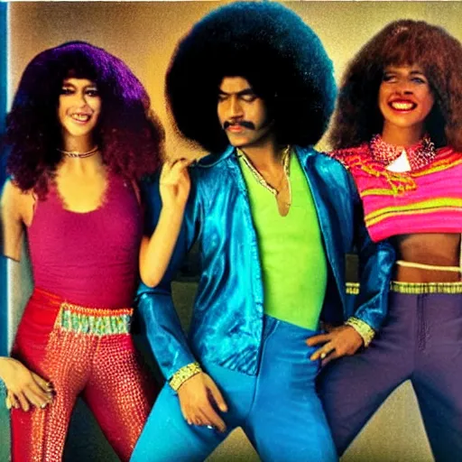 Prompt: 70's disco dancer, afro, disco clothes, dancing clothes, 70s dancing clothes, photography, retro, retro colors, retro designs, retro disco party