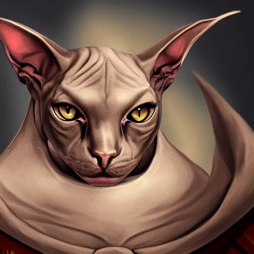 Prompt: Portrait of a evil Sphynx Cat as Emperor of Mankind, wh40k, elegant, digital painting, highly detailed, fantasy, artstation, concept art, smooth, sharp focus, illustration