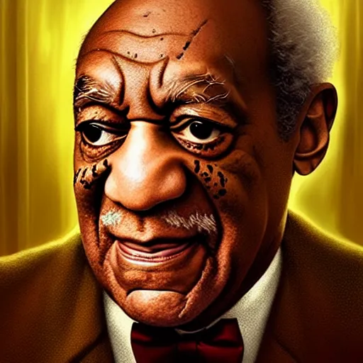 Prompt: Bill Cosby as Lloyd the Bartender in Stanley Kubrick's The Shining, closeup, D&D, fantasy, intricate, elegant, highly detailed, digital painting, artstation, concept art, matte, sharp focus, illustration, hearthstone, art by Artgerm and Greg Rutkowski and Alphonse Mucha
