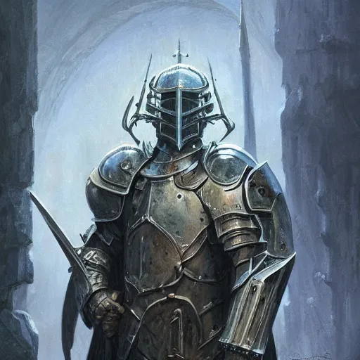 Image similar to the eldritch void knight as a realistic d & d fantasy knight, closeup portrait art by donato giancola and greg rutkowski, vintage retro scifi, realistic face, digital art, trending on artstation, symmetry!!