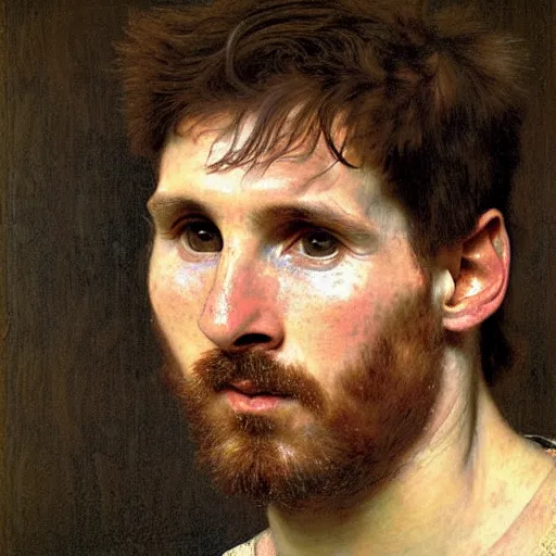 Image similar to a portrait of lionel messi by lawrence alma - tadema