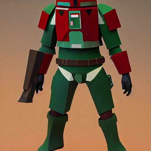 Image similar to Low poly Boba Fett, detailed, 8k