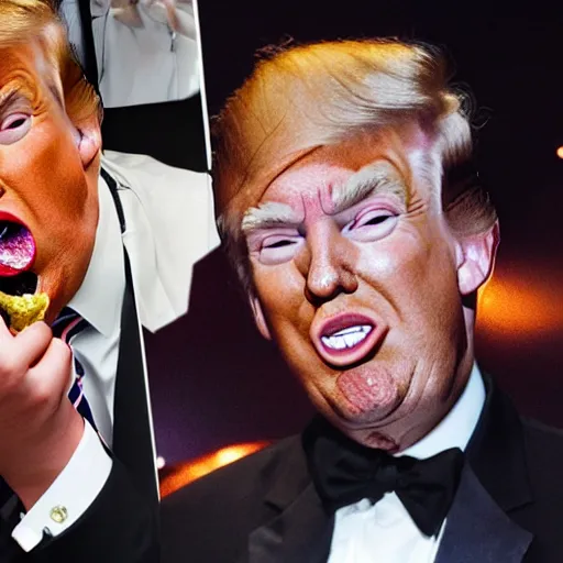 Prompt: donald trump eating a glizzy
