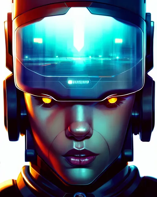 Prompt: hyper - realistic portrait of a futuristic robot, gta v cover art, celshading, sharp focus, intricate, detailed, rhads, andreas rocha, makoto shinkai, lois van baarle, ilya kuvshinov, greg rutkowski, dynamic lighting, grunge aesthetic, 4 k