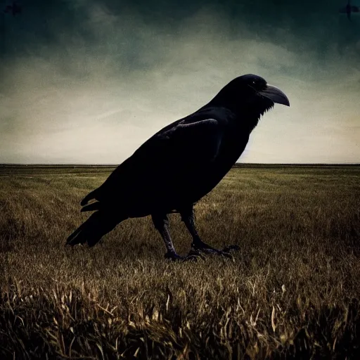 Prompt: album cover of a lonely crow