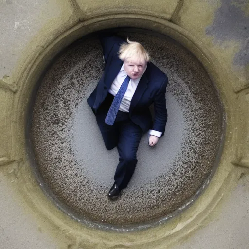 Image similar to photo of boris johnson crawling through a sewer