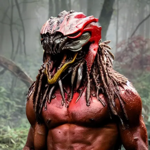 Image similar to Predator from the movie Predator in the forest plains of north yorkshire, 4k, Predator Movie, dragon inspired armor