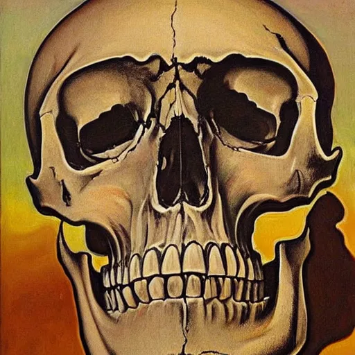 Image similar to A beautiful experimental art of a skull that is part organic, part mechanic. It is an accurate representation of how the artist sees the world. by Peter Howson, by Ferdinand Hodler exciting, unnerving