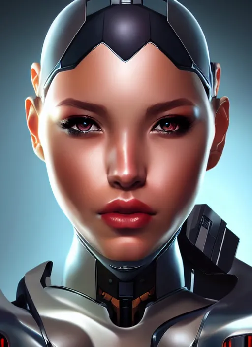 Image similar to portrait of a cyborg woman by Artgerm, (((((face turns left))))) face turns right, eyes closed , biomechanical, hyper detailled, trending on artstation