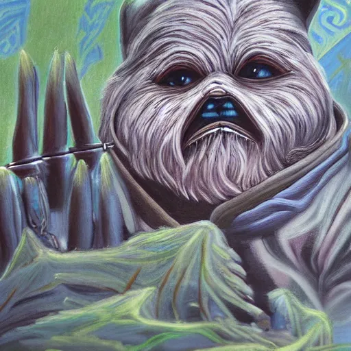 Prompt: a very high detailed painting of teek of the ewoks strar wars