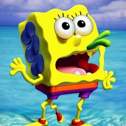 Prompt: hyper-realistic spongebob