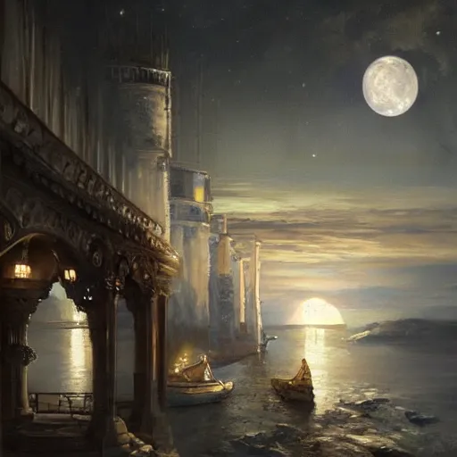 Prompt: the heist job jewels, and the moon jewels, and the moon, by a well crafted oil painting that is very detailed and intricate, in the style of andree wallin