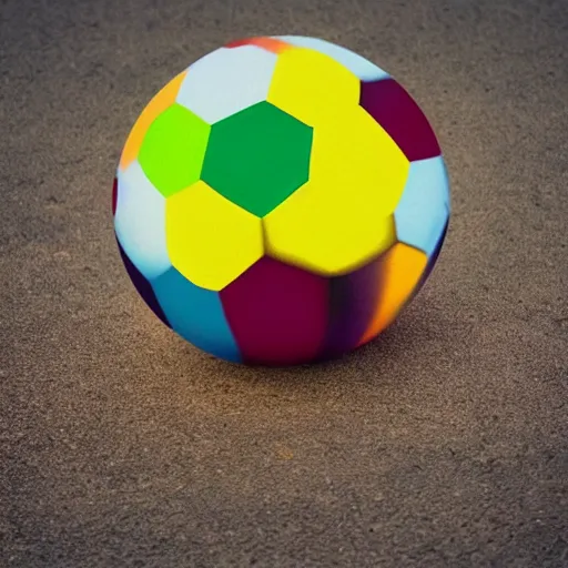 Prompt: a ball made up of only colors yet underneath by human eyes