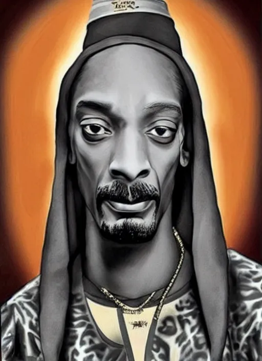 Image similar to snoop dogg as a prophet mohammed, perfect faces