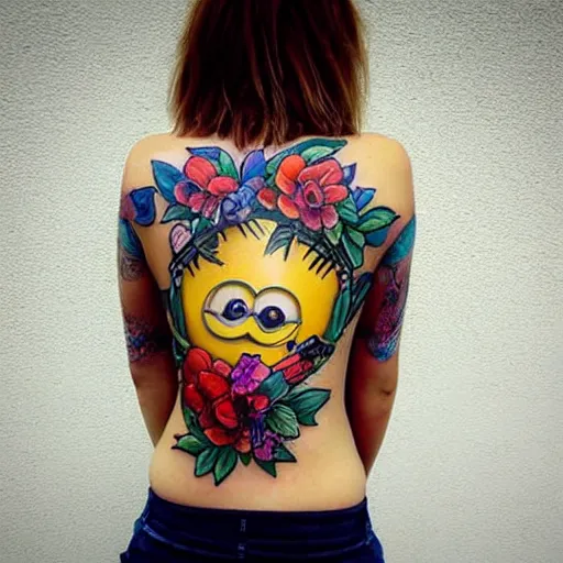 60 Magical Disney Tattoos to Relive Your Childhood Daily - Meanings, Ideas  and Designs | Minion tattoo, Cartoon tattoos, Partner tattoos
