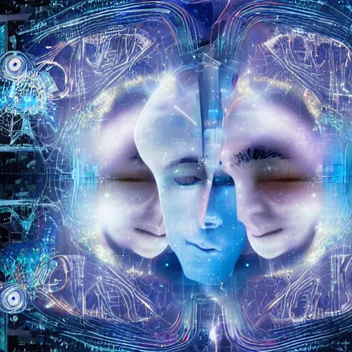 Image similar to The true reality hides behind closed eyes United The Divine Trinity of Mind ,space & time 4k very intriguing Sapiential Divine Artificial intelligence