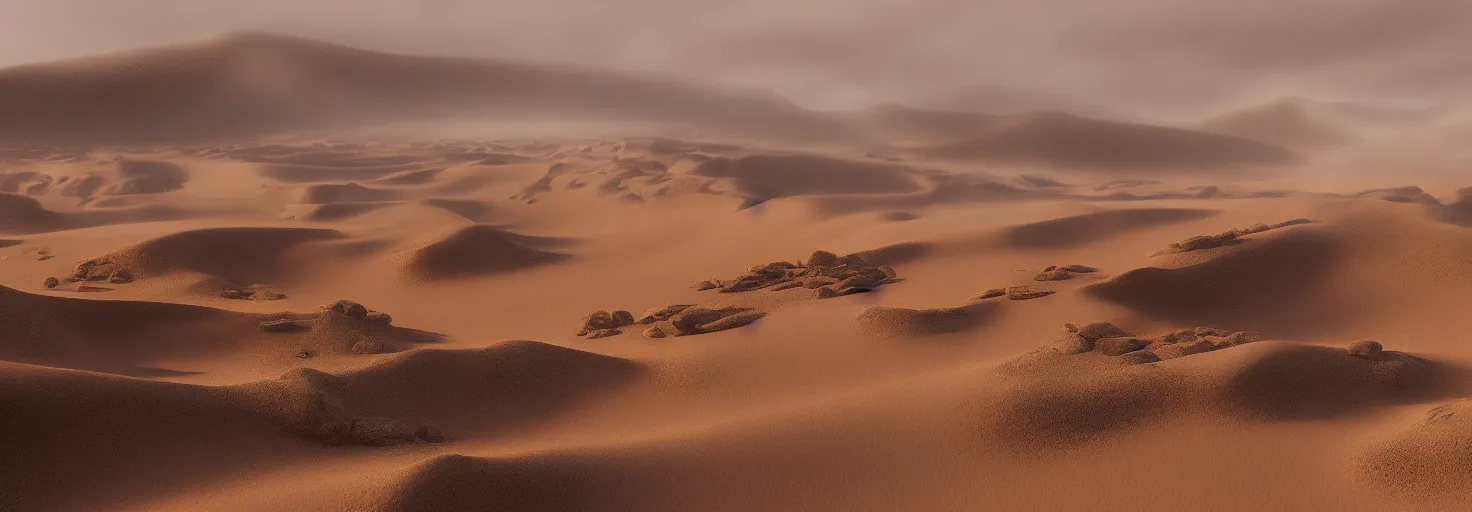 Prompt: A desert with dune and sandstorm by paul chadeisson, cinematic lighting, extremely detailed, ultra realistic, trending on artstation, 8K