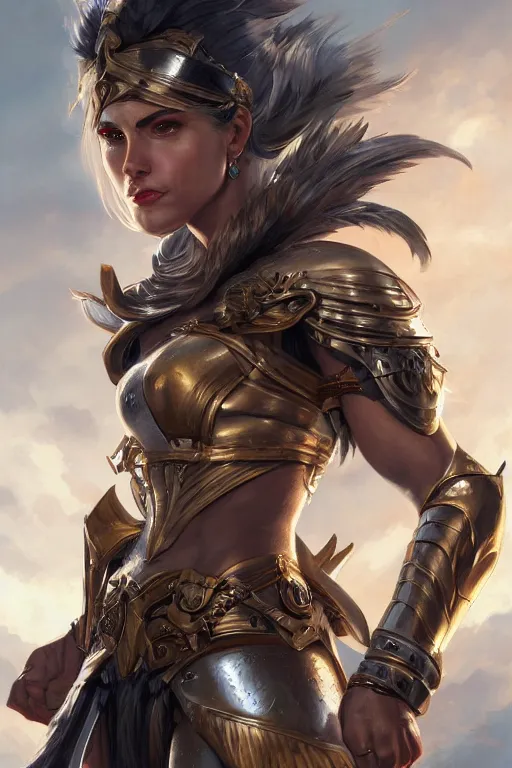 Image similar to amazon valkyrie athena, d & d, fantasy, portrait, highly detailed, headshot, digital painting, trending on artstation, concept art, sharp focus, illustration, art by artgerm and greg rutkowski and magali villeneuve