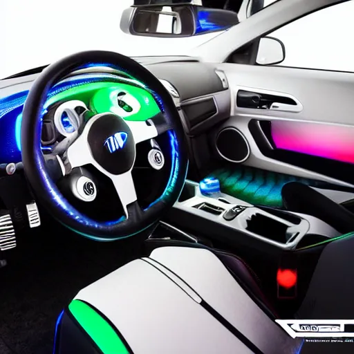 Image similar to photo of a rgb gaming car interior