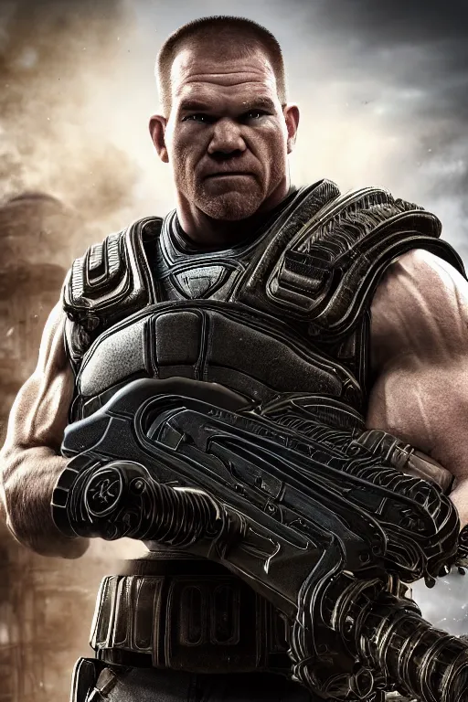 Prompt: jocko willink as a muscular Gears of War character commanding, photorealism, half body, HDR ambient background, unreal engine 5, hyperrealistic, highly detailed, XF IQ4, 150MP, 50mm, F1.4, ISO 200, 1/160s, cinematic lights, Adobe Lightroom, photolab, Affinity Photo, PhotoDirector 365, realistic