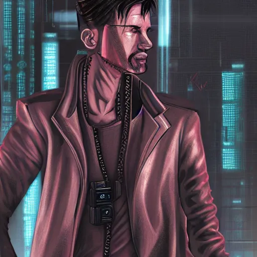 Image similar to cyberpunk male character, by tanino liberatore