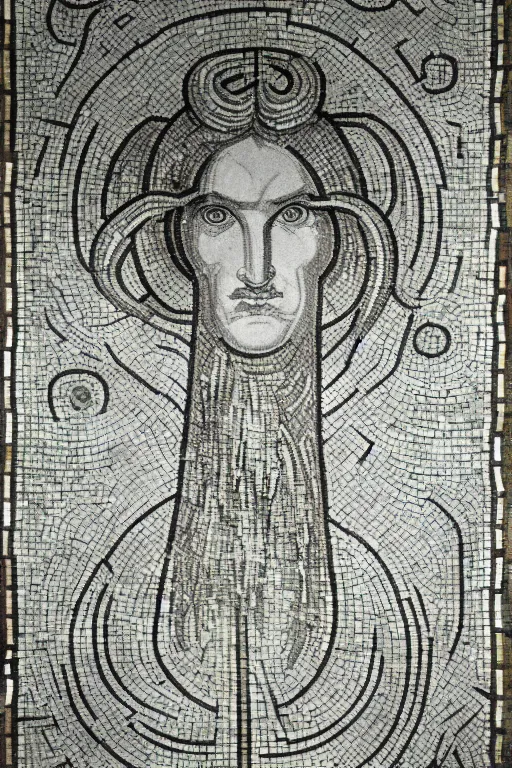 Prompt: a ceramic mosaic of astarte, detailed faces, intricate detail, by austin osman spare, occult art, alchemical diagram