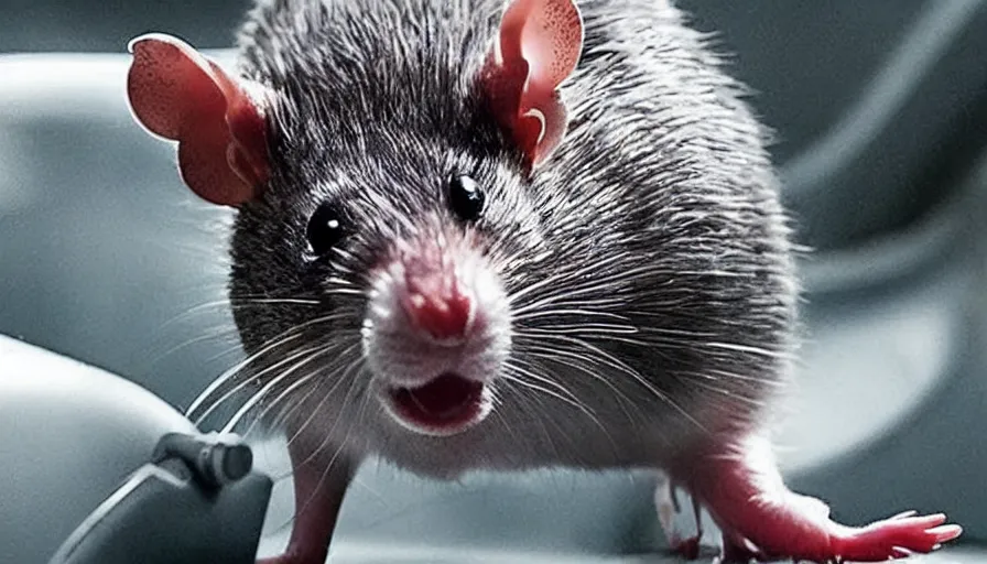 Image similar to big budget horror movie a genetically engineered rat