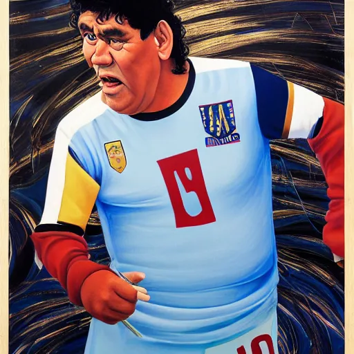 Prompt: painting of diego maradona very detailled, by botticelli and victo ngai