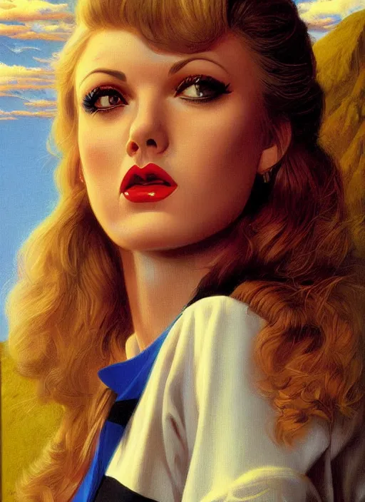 Image similar to twin peaks poster art, portrait of talyor swift cheerleader, by michael whelan, rossetti bouguereau, artgerm, retro, nostalgic, old fashioned, teen horror novel cover