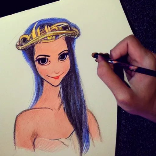 Image similar to milt kahl sketch of victoria justice with tendrils hair style as princess padme from star wars episode 3