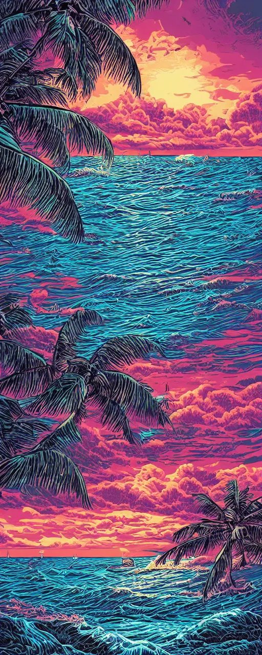 Prompt: the caribbean sea by dan mumford