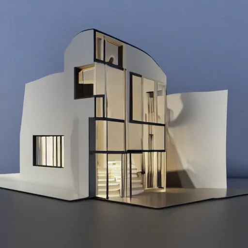 Prompt: three dimensional portrait of a house inspired by data - driven art, generative, coding, particle waves, spirals