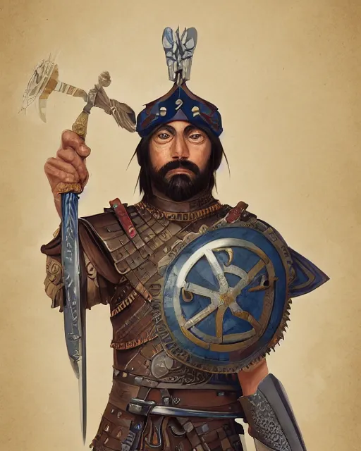 Prompt: ultrarealistic illustration of a spanish conquistador, symmetrical, by daniel zrom and mingchen shen, studio ghibli color scheme, detailed, handsome, anatomy, sharp focus, photography